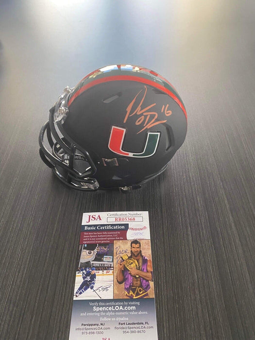 Pat O'Donnell Miami Hurricanes Autographed  Mini Helmet JSA Inscribed