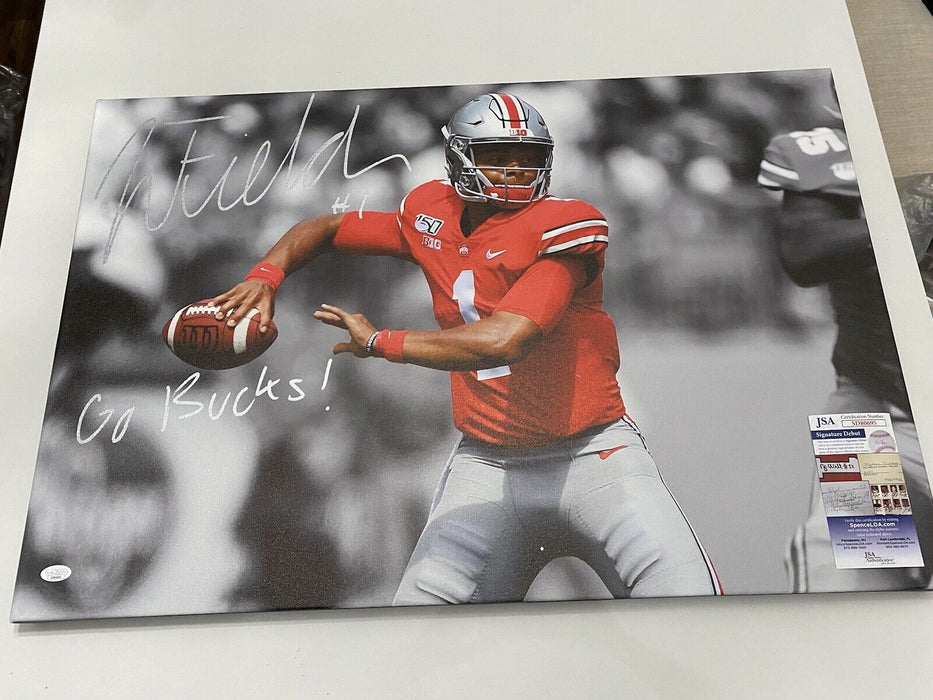 Justin Fields Ohio State Buckeyes Autographed 20x30 Canvas JSA