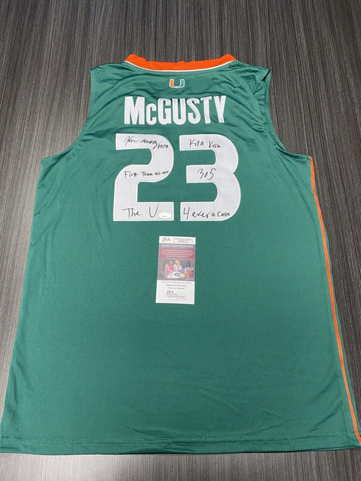 Kameron McGusty Miami Hurricanes Autographed Custom Jersey JSA Inscribed