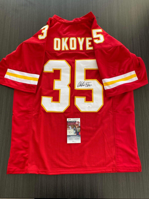 Christian Okoye Kansas City Chiefs Autographed Custom Jersey JSA