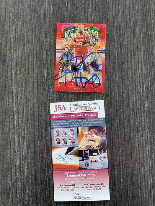 P.J. Tucker Houston Rockets Autographed 2019-20 Panini Prizm Red Ice #111 Trading Card JSA