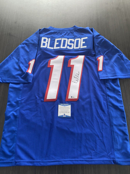 Drew Bledsoe New England Patriots Autographed Custom Stat Jersey Beckett