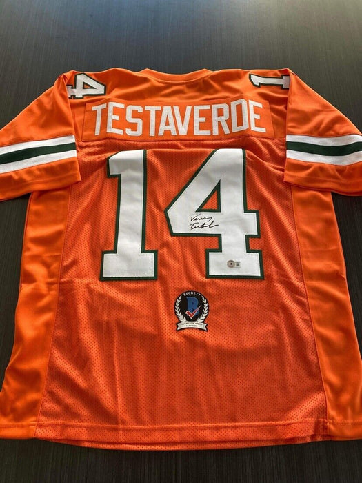 Vinny Testaverde Miami Hurricanes Autographed Custom Jersey Beckett